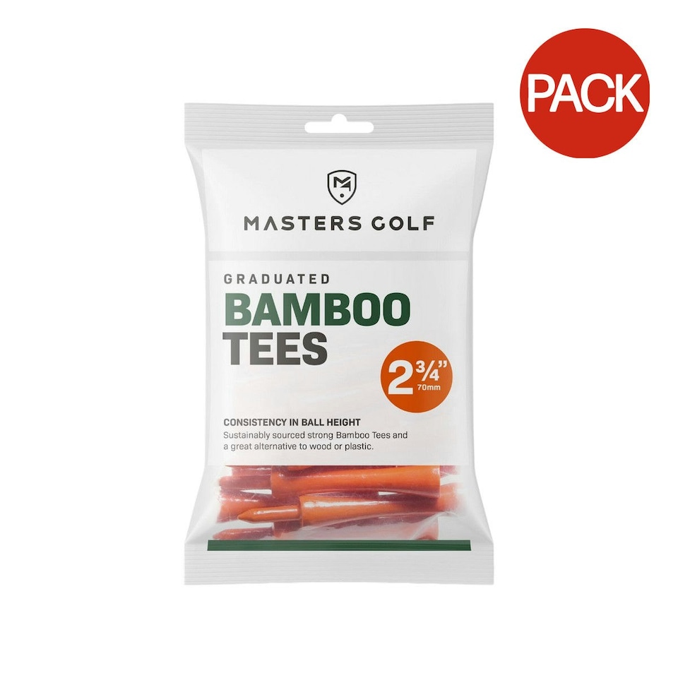 Masters Bamboo Graduated Golf Tees (Pack of 20) - Orange - 70mm