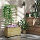 image 2 of Outsunny Garden Wooden Trellis Planter Box Raised Bed with 4 Wheels
