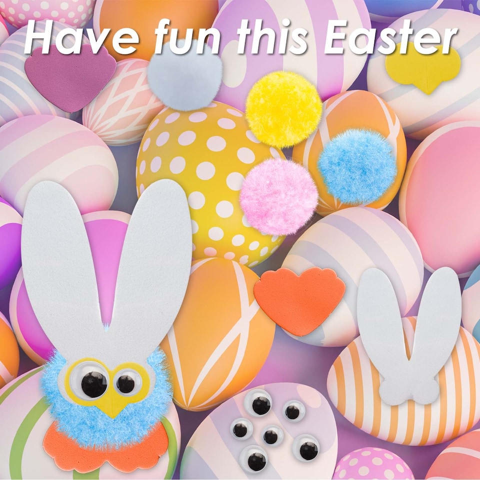 image 1 of vfm-estore Easter Pom Pom Arts & Crafts Set 18cm x 16cm Multicolour - 1 Pack