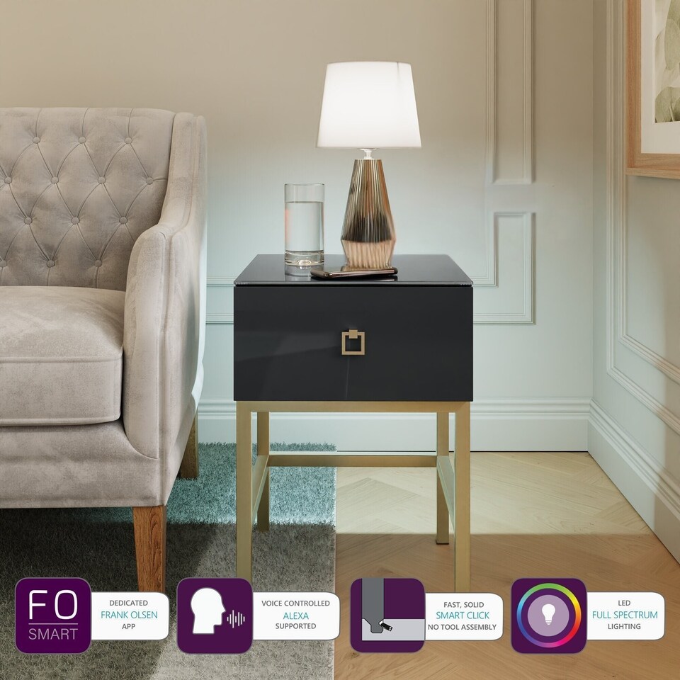 image 1 of Frank Olsen Furniture Lyra Lamp Table Midnight Onyx | Black | Midnight Black