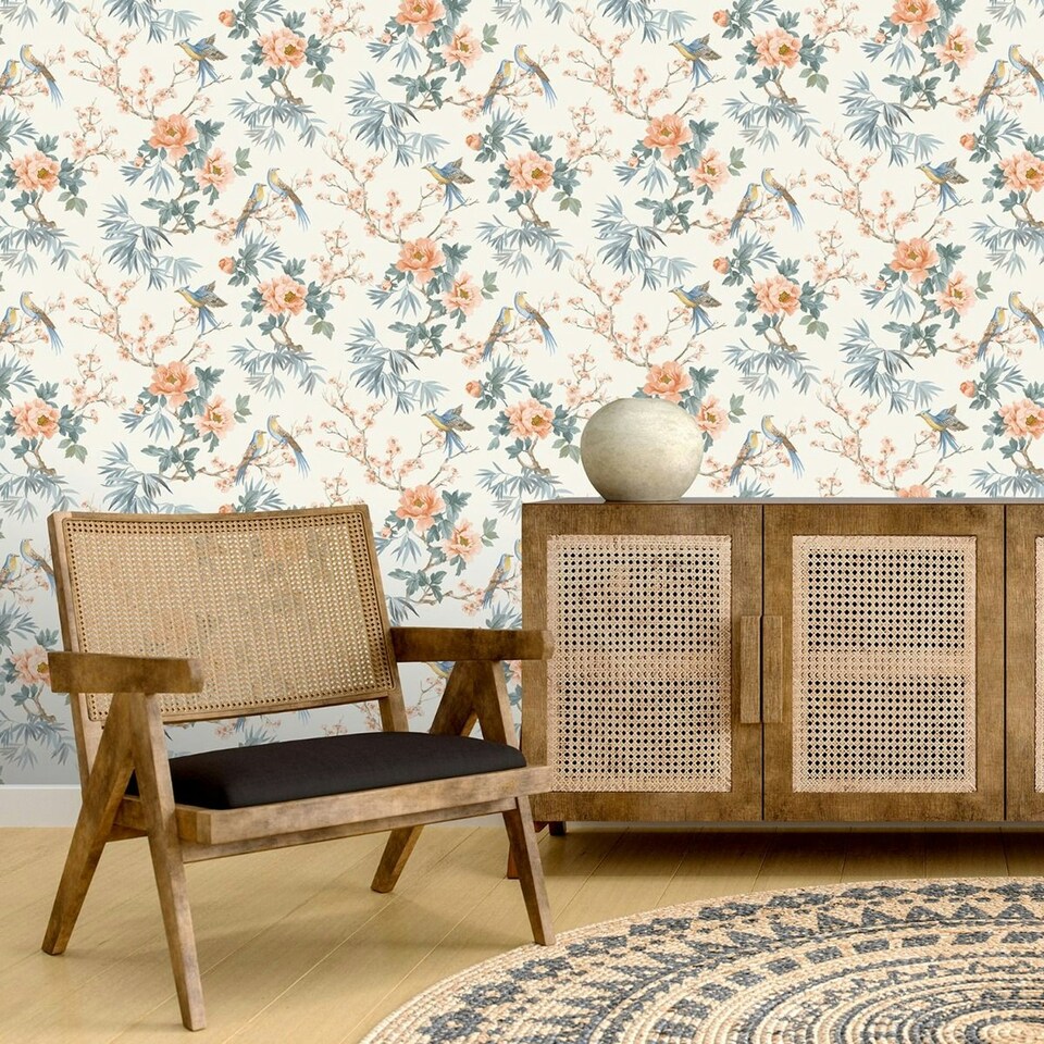 image 1 of Rasch Amelie Chinoiserie Wallpaper - Orange - 10m x 53cm Orange