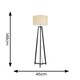 image 3 of ValueLights Lottie Black Wood Tripod Floor Lamp with Natural Fabric Drum Shade | Cream