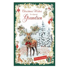To a Special Grandson Winter Wonderland Design Christmas Card