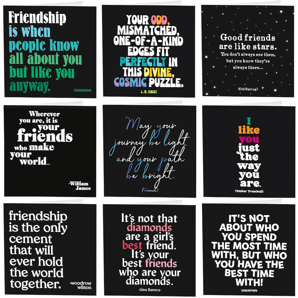 image 1 of Quotable Friendship Quotes Greetings Cards 9 Multipack Assorted
