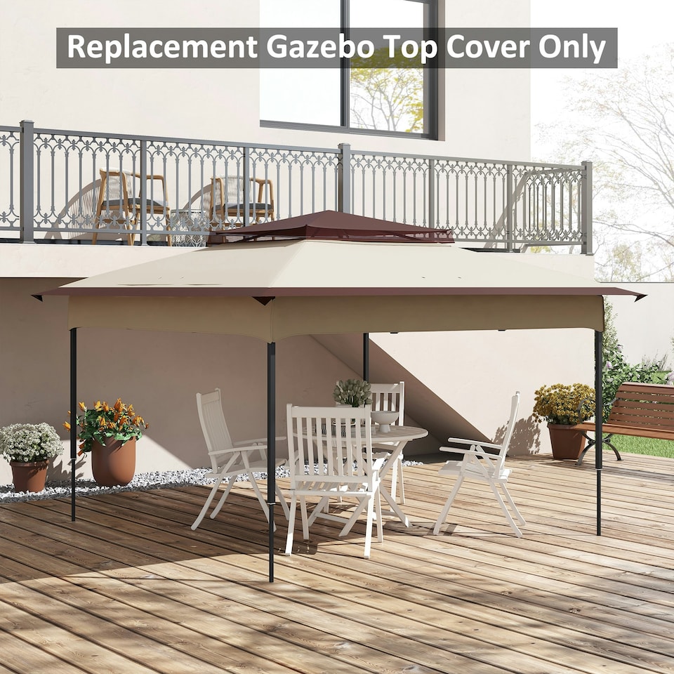 image 1 of Outsunny 3.25mx3.25m 2-Tier Gazebo Cover Replacement, 30+ UV Protection, Beige