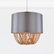 image 1 of First Choice Lighting Grey Faux Silk & Copper Jewelled Ceiling Light Shade Grey | Copper