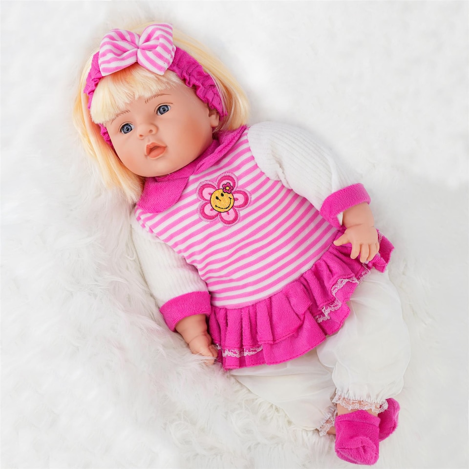 image 1 of BiBi Doll 24" Chubby Baby Doll Girl with Hair & Sounds