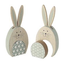 Heaven Sends Set of 2 Mix and Match Wooden Easter Bunny Decorations