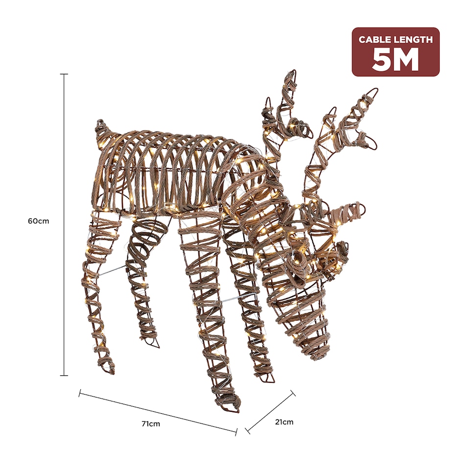 image 1 of Charles Bentley Small Rattan Light Up Reindeer