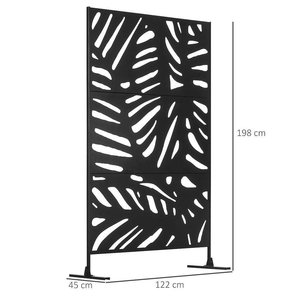 image 1 of Outsunny Metal Outdoor Privacy Screen with Stand for Garden Black | Black | 1