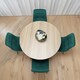 image 3 of Modern Round Dining Table Set With 4 Green Velvet Chairs Dining Room Furniture