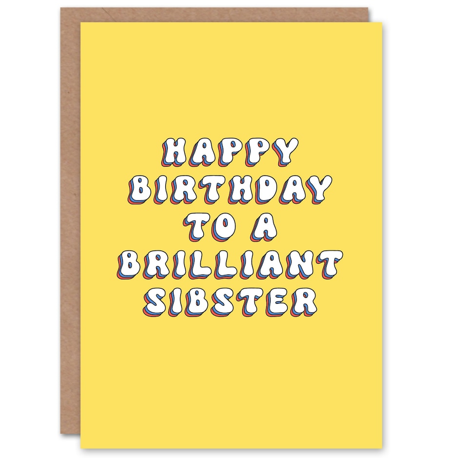 image 1 of Brilliant Sibster Bright Fun Hippie Letters Birthday Card