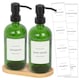 image 1 of Harbour Housewares 2pc Glass Soap Dispenser Set with Bamboo Tray & Labels - 500ml - Green/White