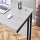 image 5 of Grey Office Desk Wooden Room Furniture with Sturdy Iron Legs for Home, Study, and Office Grey
