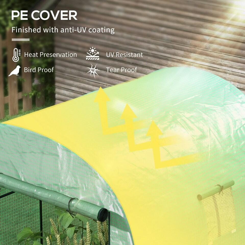 image 1 of Outsunny 1.8 x 1.8 x 2m Polytunnel Greenhouse with Doors and Mesh Windows