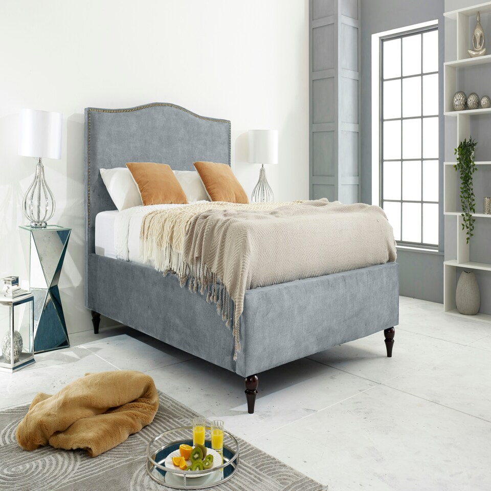 Venezia Marble King Bed Frame - Silver