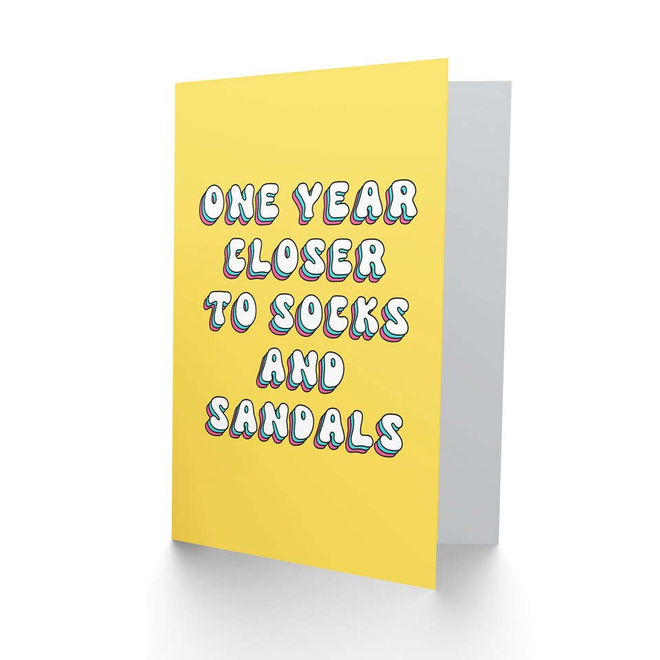 image 1 of One Year Closer Socks Sandals Cheeky Her Funny Birthday Card