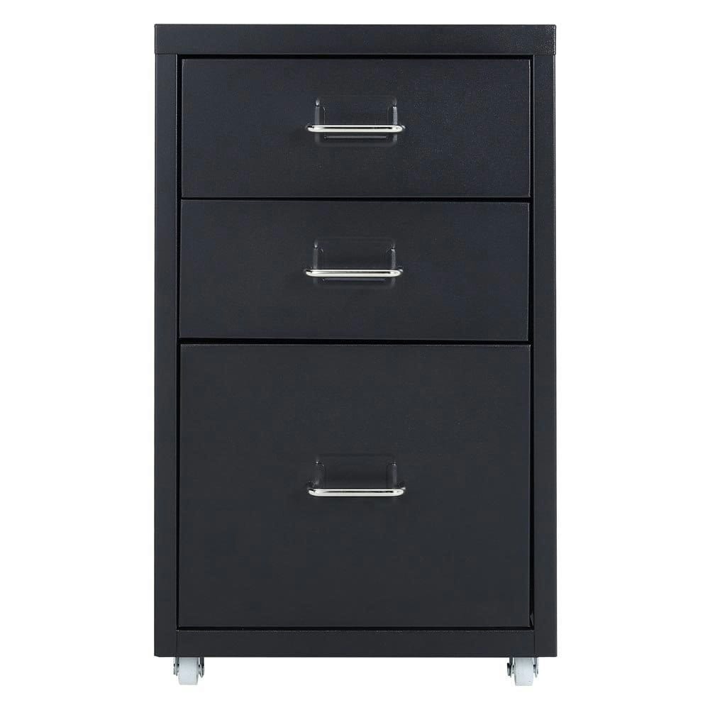 Living and Home Vertical File Cabinet with Wheels - Black