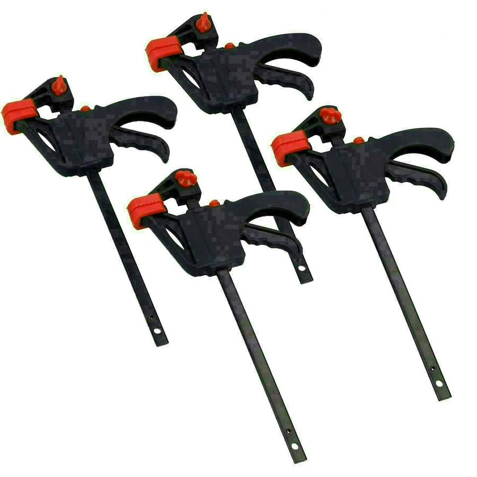 image 1 of 4" Quick Release Rapid Bar Clamp Holder Grip Spreader Speed Clamps 4 Pack