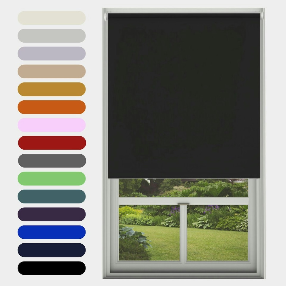 image 1 of Blackout Roller Blind Black 180cm 210cm Drop | Black | Black