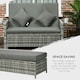 image 6 of Outsunny Garden Rattan Furniture Set 2 Seater Patio Sun Lounger Daybed Sun Bed