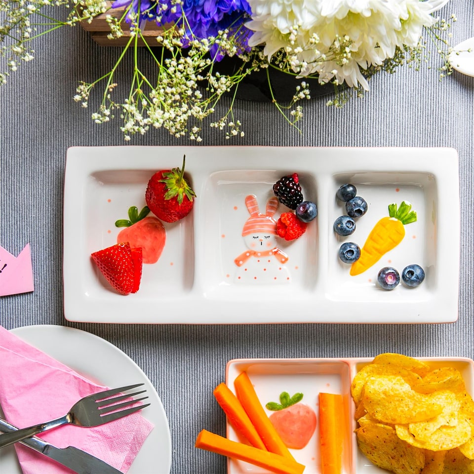 image 1 of Nicola Spring Easter Bunny Snack Plate - 31cm - White | White | White