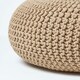 image 4 of Homescapes Linen Large Round Cotton Knitted Pouffe Footstool