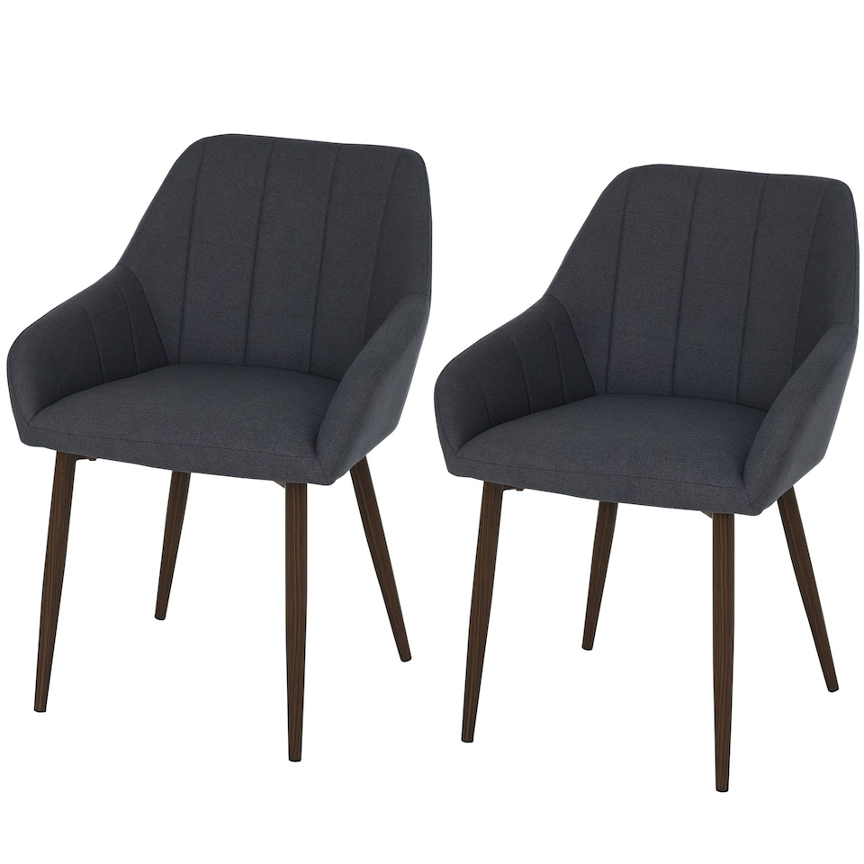 image 1 of HOMCOM 2 Pieces Dining Chair with Sponge Padding Metal Leg Home Office