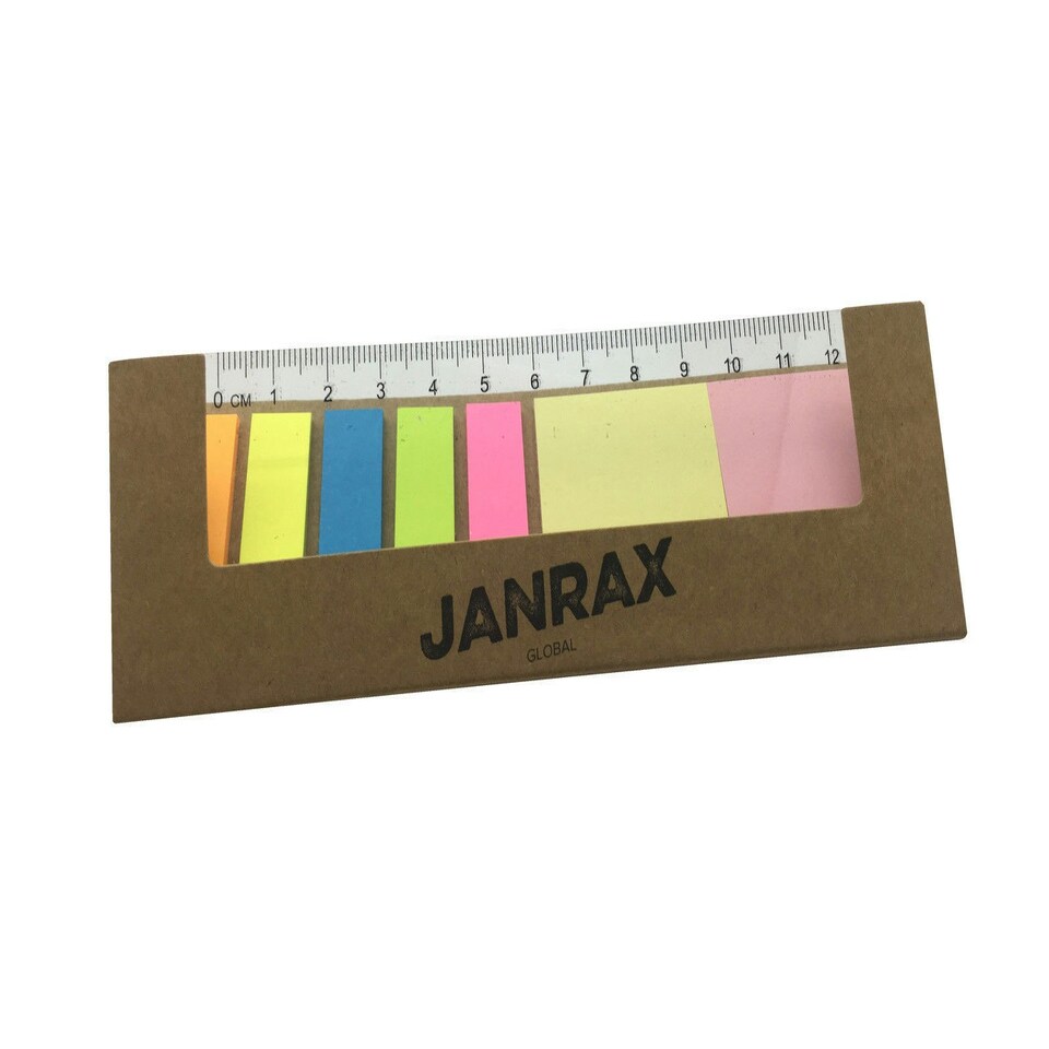 image 1 of Pack of 12 Sticky Notes Set with Rule - Desk Office School Stationery Page Markers