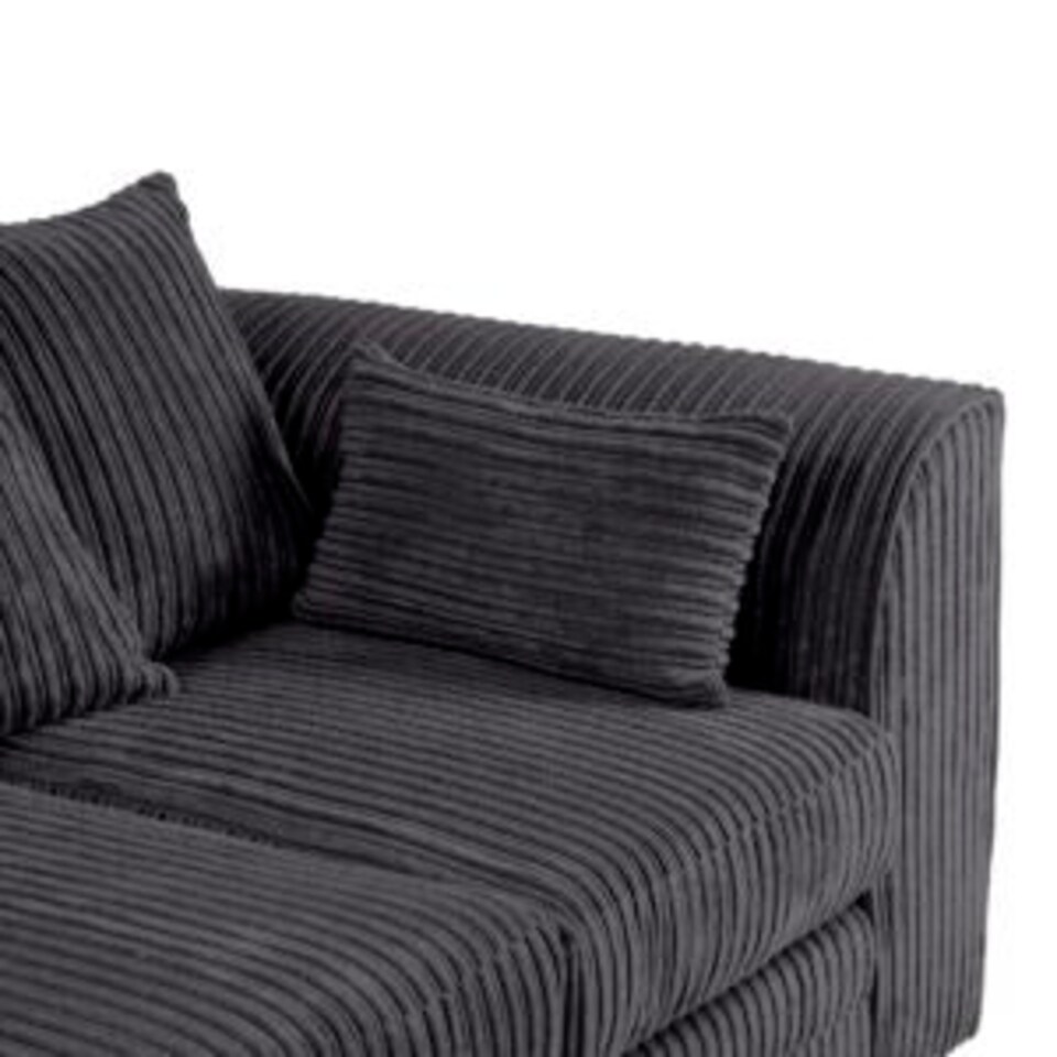 image 1 of Rivoli L Shape Corner Sofa in Jumbo Cord - Left Hand Facing Chaise Black