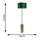 image 3 of ValueLights Lexy Gold Dimmable Floor Lamp with Forest Green Velvet with Gold Inner Lamp Shade