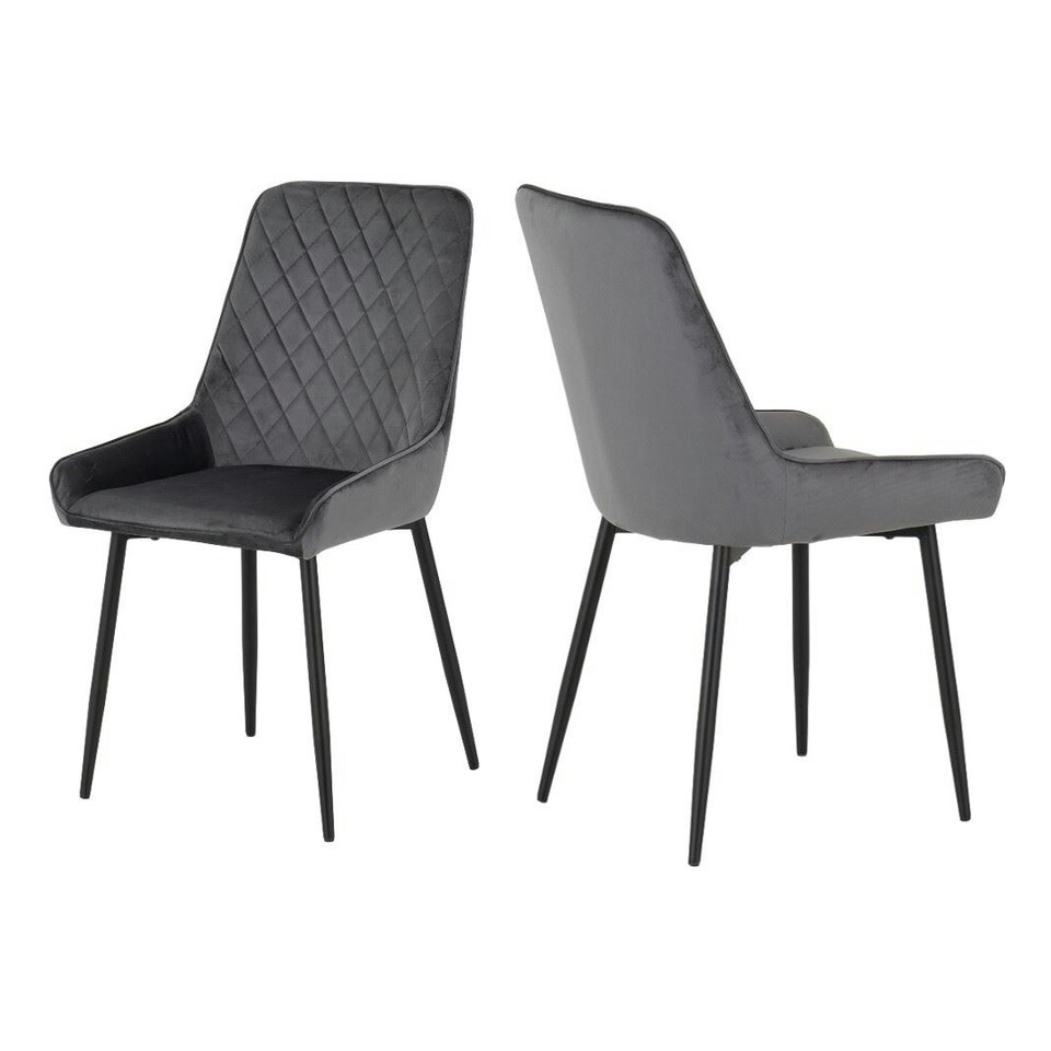 image 1 of Quebec Wave Edge Dining Set with 4 Velvet Avery Chairs Grey