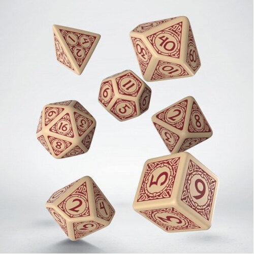 Viking Beige & Burgundy Dice Set (7) - Brand New