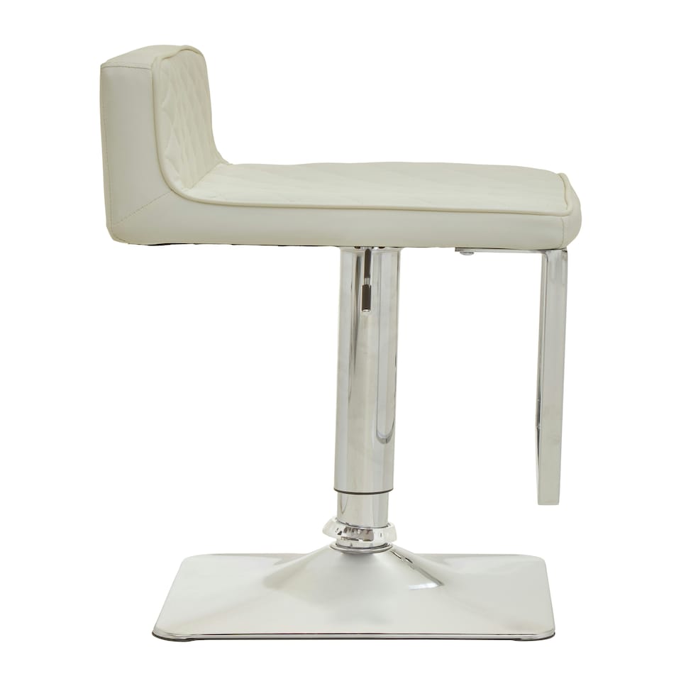 image 1 of Interiors by Premier Baina White And Chrome Bar Stool With Square Base
