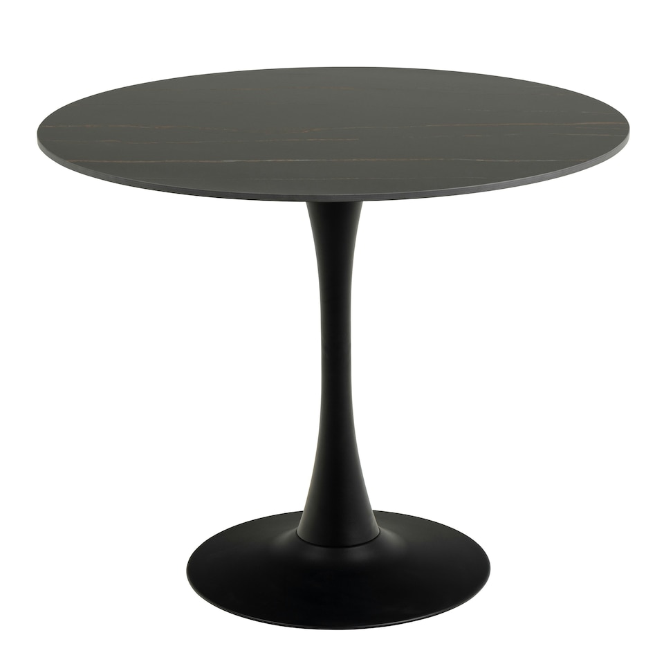 image 1 of Malta Ceramic Round Dining Table in Black 90x75cm