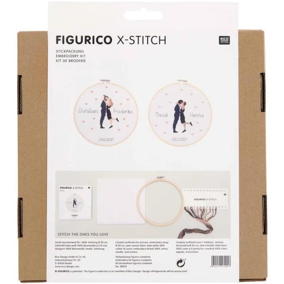 image 1 of Rico Design Yarn Figurico Embroidery Kit Love Birds | Multi