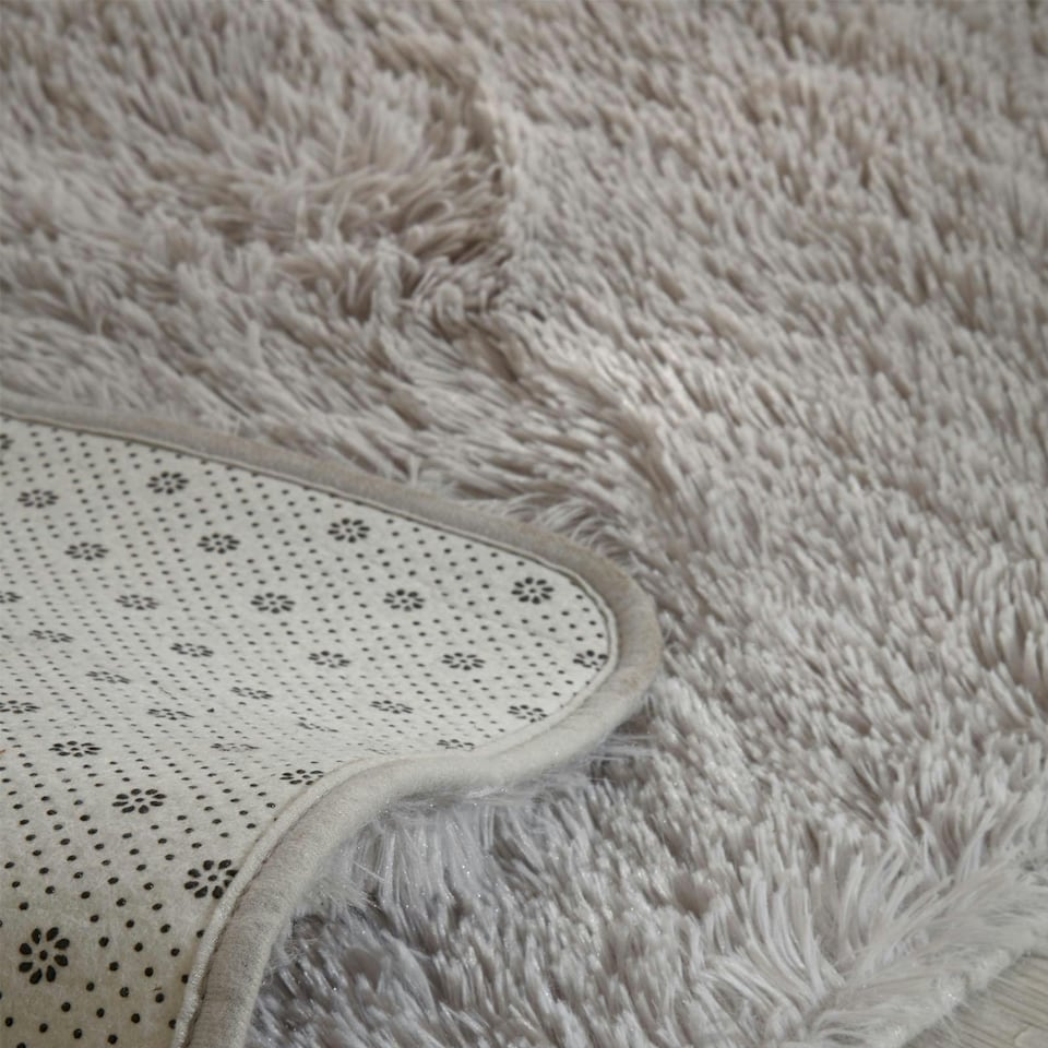 image 1 of OHS Fluffy Rug Anti-Slip Plain Shaggy Floor Mat Runner, 60x150cm - Silver
