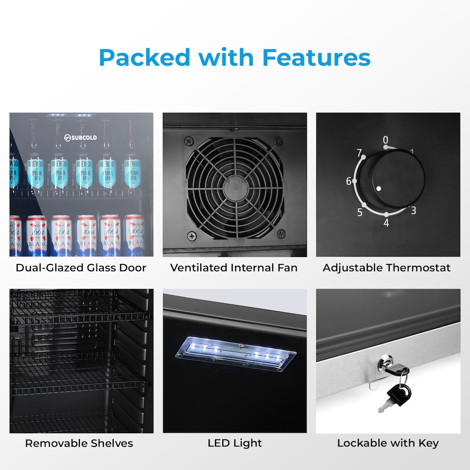 image 1 of Subcold Maxi250 LED Tall Glass Door Drinks Fridge 237 Litre Net Capacity