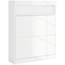 HOMCOM Wall Mounted or Freestanding Shoe Cabinet with 2 Flip Drawers, White
