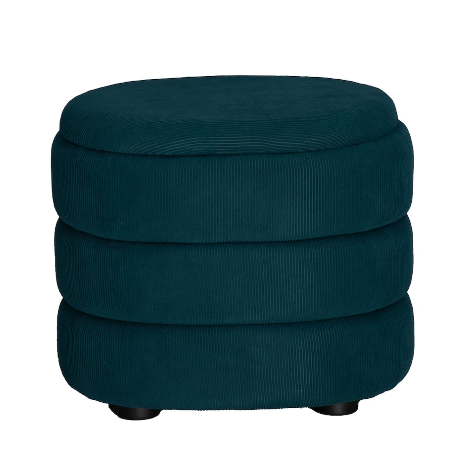 image 1 of Soft Velvet Round or Oval Ottoman Storage Pouffe Footstool Dressing Vanity Chair | Blue | Oval Teal Blue | 1