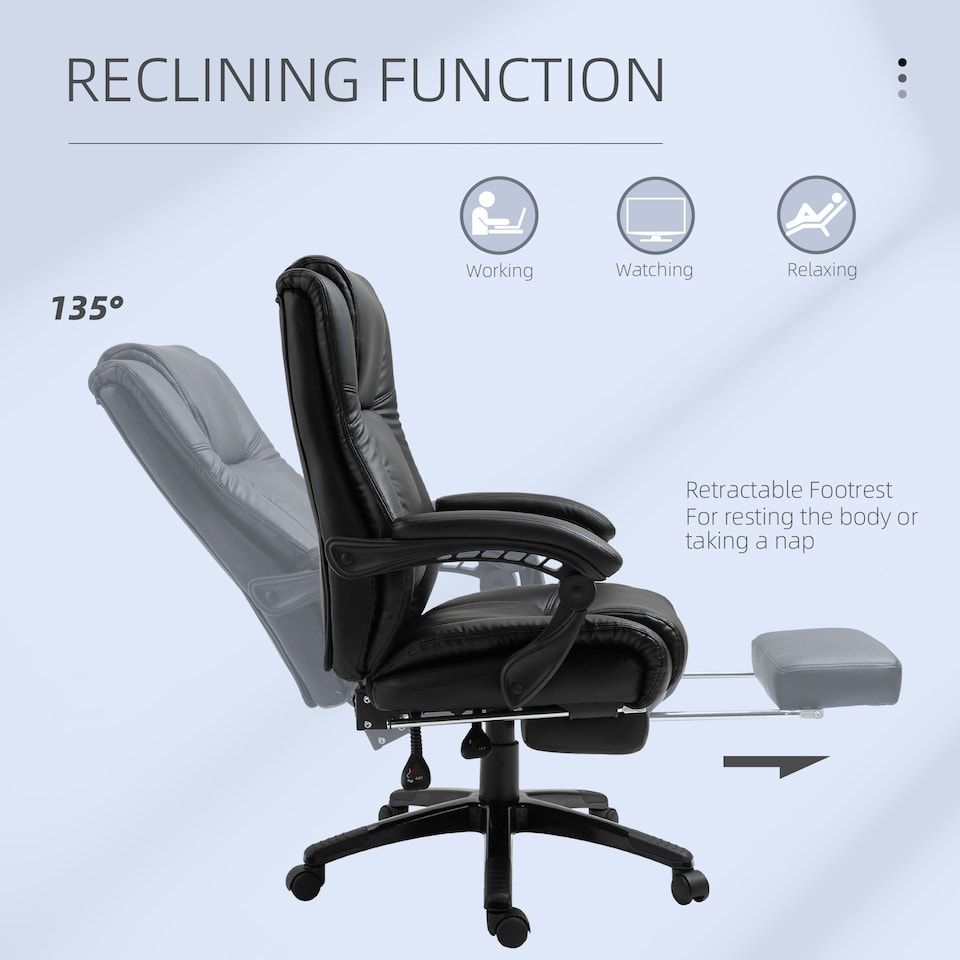 image 1 of Vinsetto Executive Home Office Chair, Computer Chair, with Foot Rest, Black