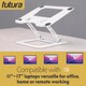 image 3 of Futura Laptop Stand Adjustable Portable Riser, White Foldable Aluminium Holder for MacBook AirPro and 11 to 17 inch Laptops | White | White | One Size | 1