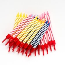Assorted Colour Spiral Candles with Holders - Pack of 20