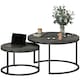 image 1 of HOMCOM 2 Pcs Stacking Coffee Table Set Steel Frame Marble-Effect Top Foot Pads 