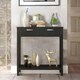 image 4 of Modern Wooden Console Table With 2 Drawers and Shelf Black Black