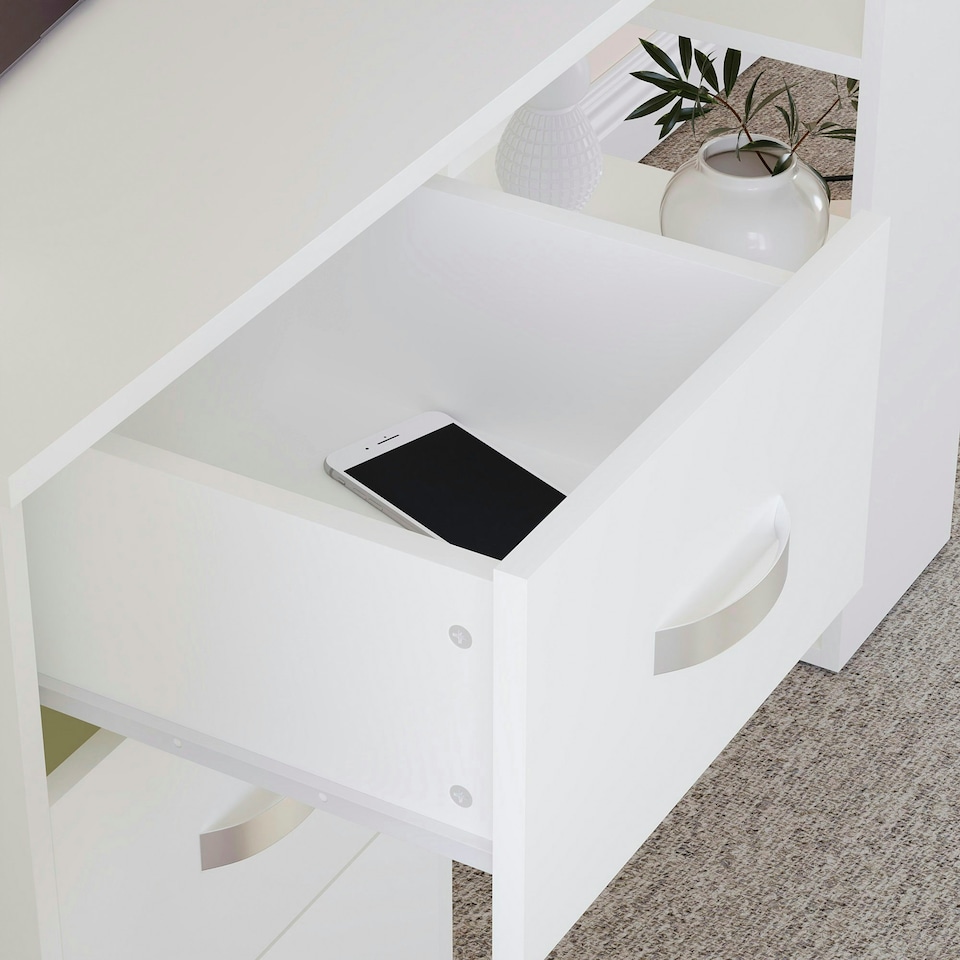 image 1 of Vida Designs Mason 3 Drawer 3 Shelf Computer Desk Home Office Workstation, White
