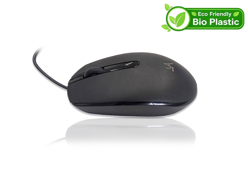 image 1 of Accuratus Bio M100 Mouse - USB Wired Full Size Biodegradable Plant Based Resin Mouse - Charcoal Black