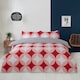 image 9 of Geo Polycotton Reversible Duvet Cover Set with Pillowcase | Red | Double | 1