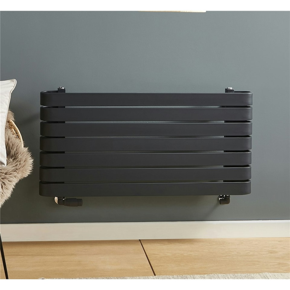 image 1 of 500mm (H) x 1000mm (W) - - Horizontal Bathroom Towel Radiator (Chester -Anthracite) - (0.5m x 1.0m)