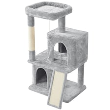 Yaheetech 106 cm Cat Tree Tower with Double Condos Light Grey